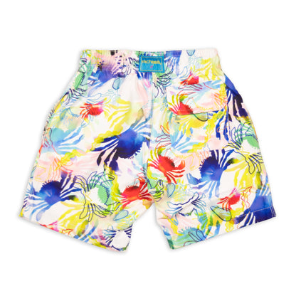 Kid's Crabs Mesh Swim Trunk - White