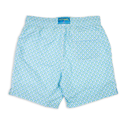 Men's Cyclist Liner Swim Trunks - Geo Turquoise/Yellow