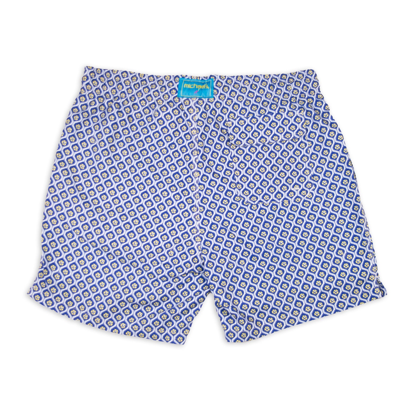 Men's Cyclist Liner Swim Trunks - Geo Navy/Yellow