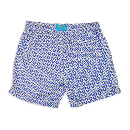 Men's Cyclist Liner Swim Trunks - Geo Navy/Yellow