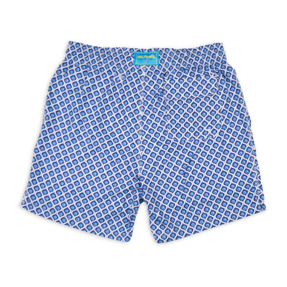 Men's Cyclist Liner Swim Trunks - Geo Navy/White