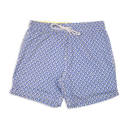 Men's Cyclist Liner Swim Trunks - Geo Navy/Yellow