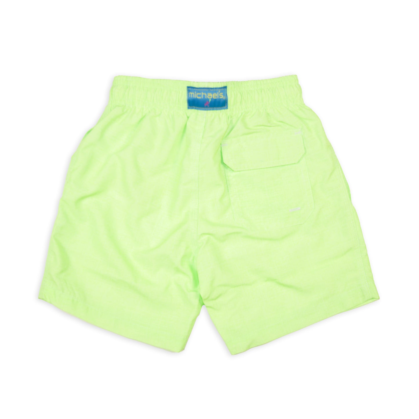 Kid's Linen Printed Solid Mesh Swim Trunk - Green