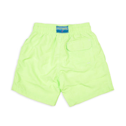 Kid's Linen Printed Solid Mesh Swim Trunk - Green