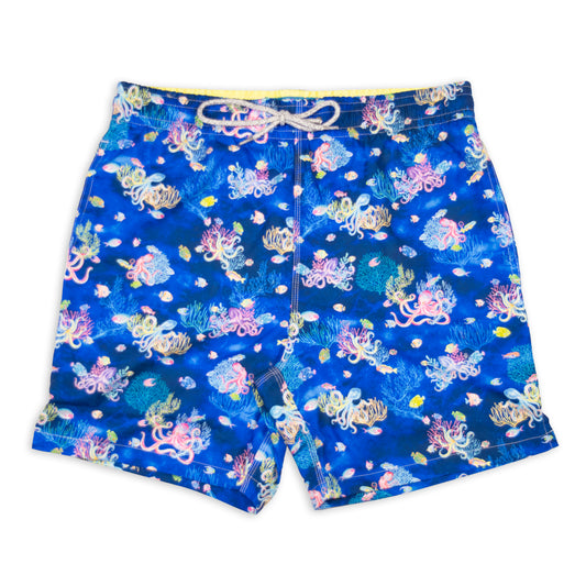 Men's Cyclist Liner Swim Trunks - New Octopi Navy