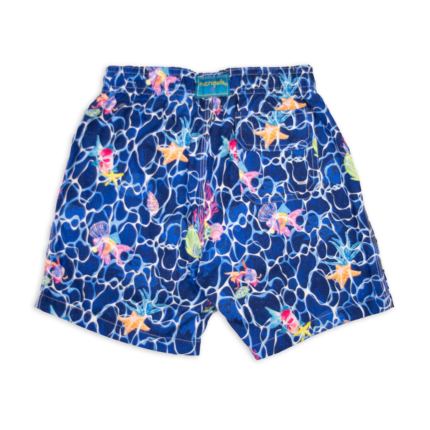 Kid's Ripples And Fishes Mesh Swim Trunk - Navy Blue