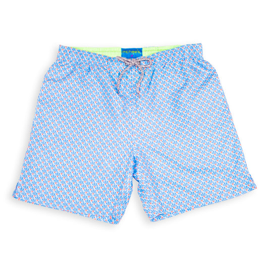 Men's Mesh Liner Swim Trunks - Fans Sky/Orange