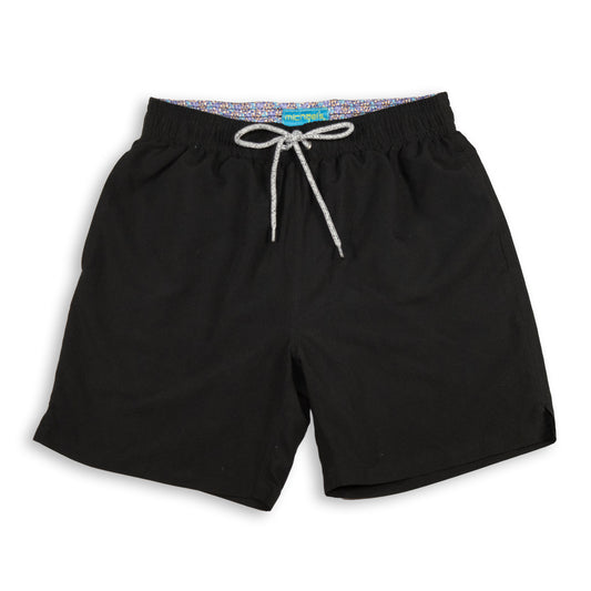 Men's Mesh Liner Swim Trunks - Solid Linen Black