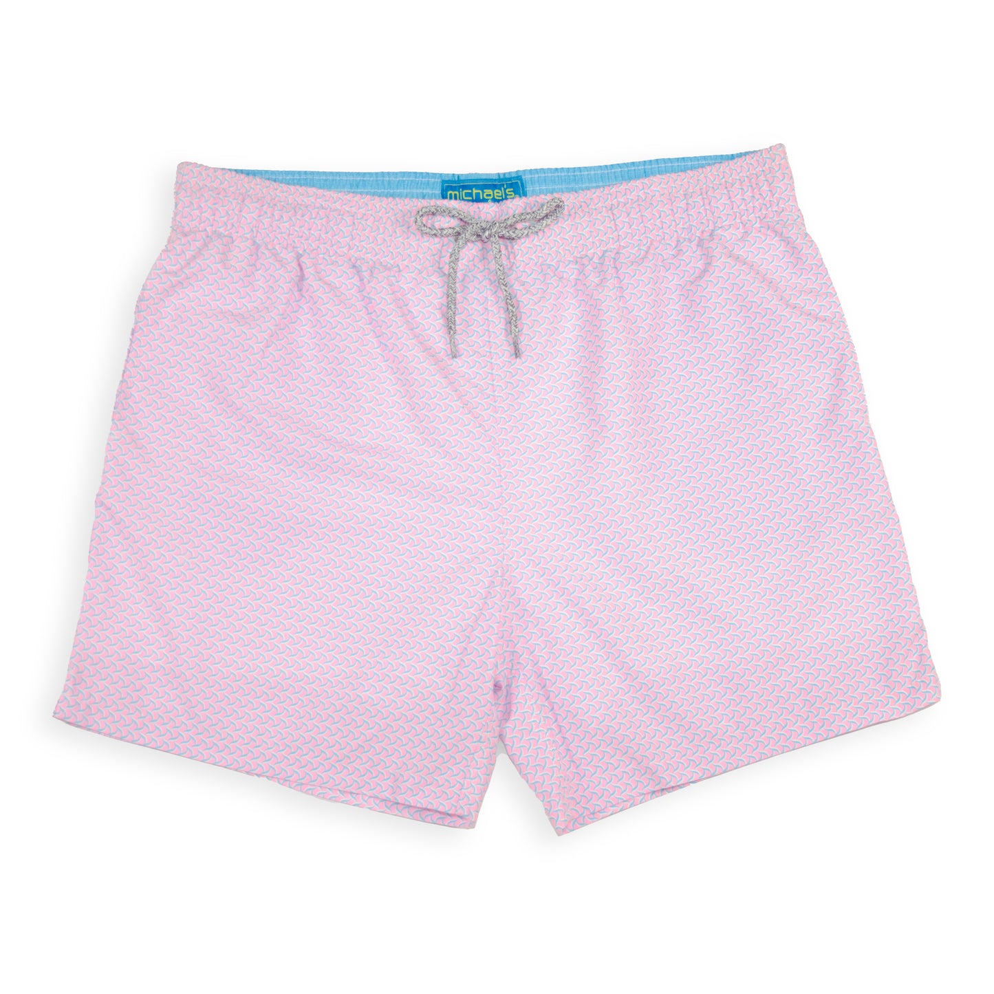 Men's Cyclist Liner Swim Trunks - Wave Print Pink/Turquoise