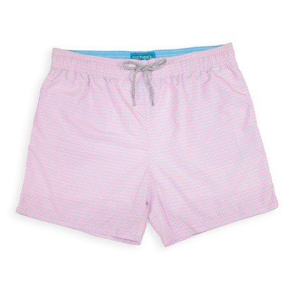 Men's Cyclist Liner Swim Trunks - Wave Print Pink/Turquoise