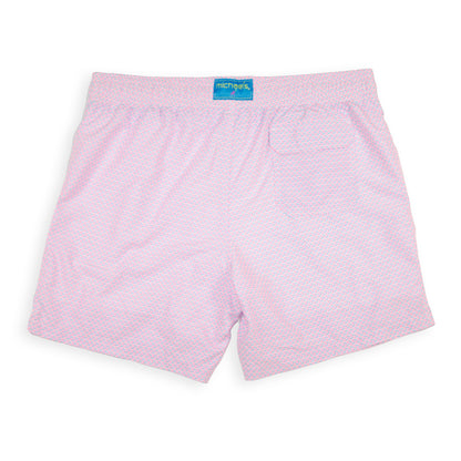 Men's Cyclist Liner Swim Trunks - Wave Print Pink/Turquoise