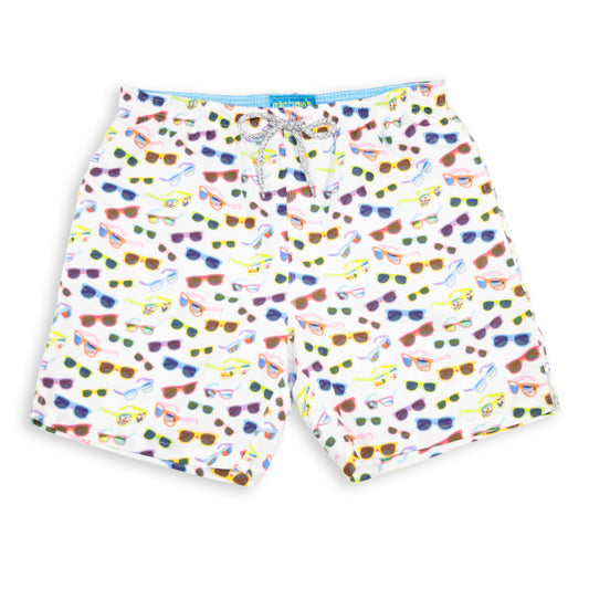 Men's Cyclist Liner Swim Trunks - Sunglasses White