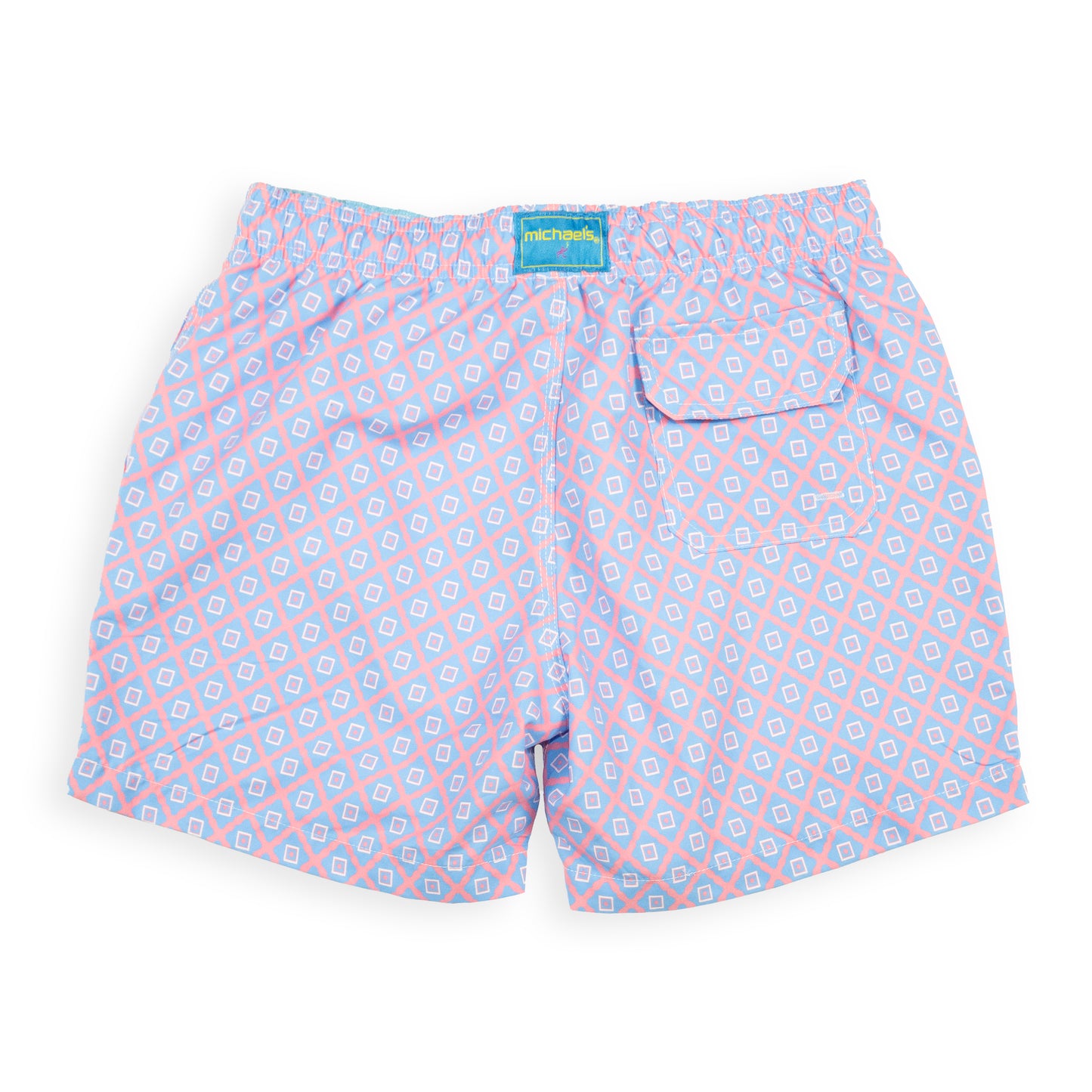 Kid's Diamond Pattern Mesh Swim Trunk - Coral