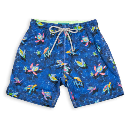 Kid's New Turtles Mesh Swim Trunk - Navy Blue