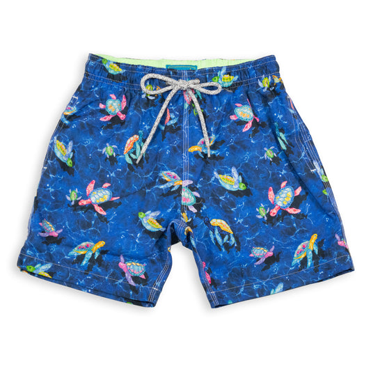 Kid's New Turtles Mesh Swim Trunk - Navy Blue