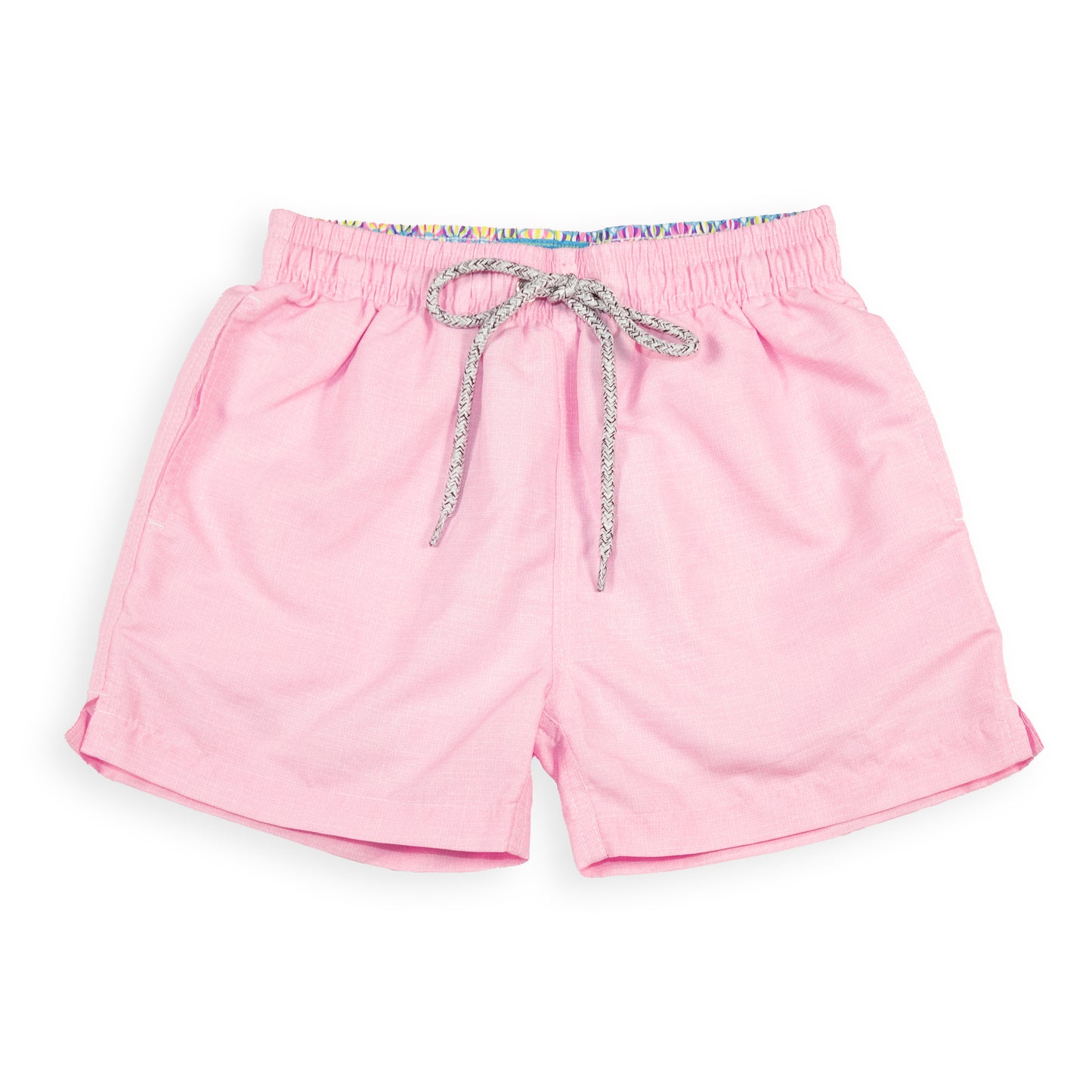 Kid's Linen Printed Solid Mesh Swim Trunk - Pink