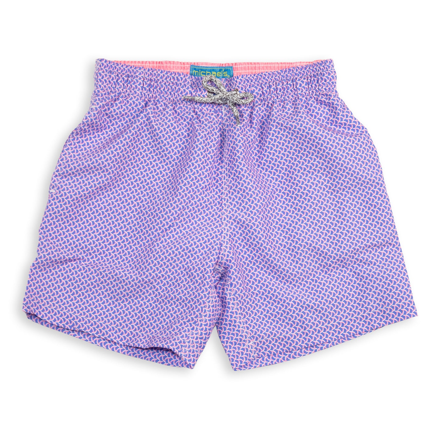 Kid's Wave Print Mesh Swim Trunk - Turqouise/Coral