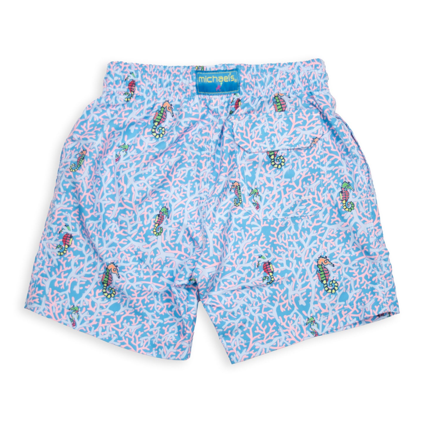 Kid's  Rainbow Seahorses Mesh Swim Trunk - Light Blue