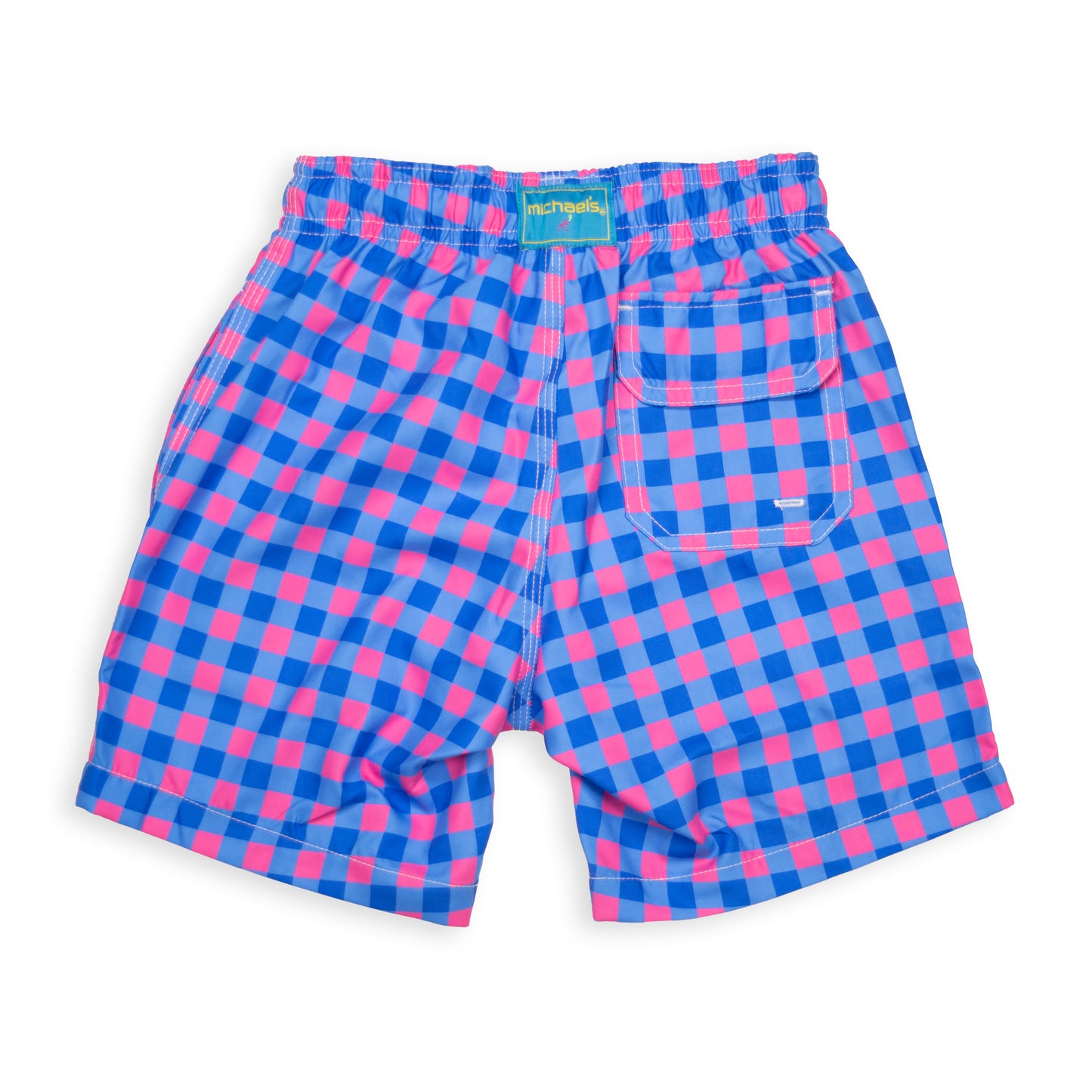 Kid's Gingham Mesh Swim Trunk - Royal/Coral