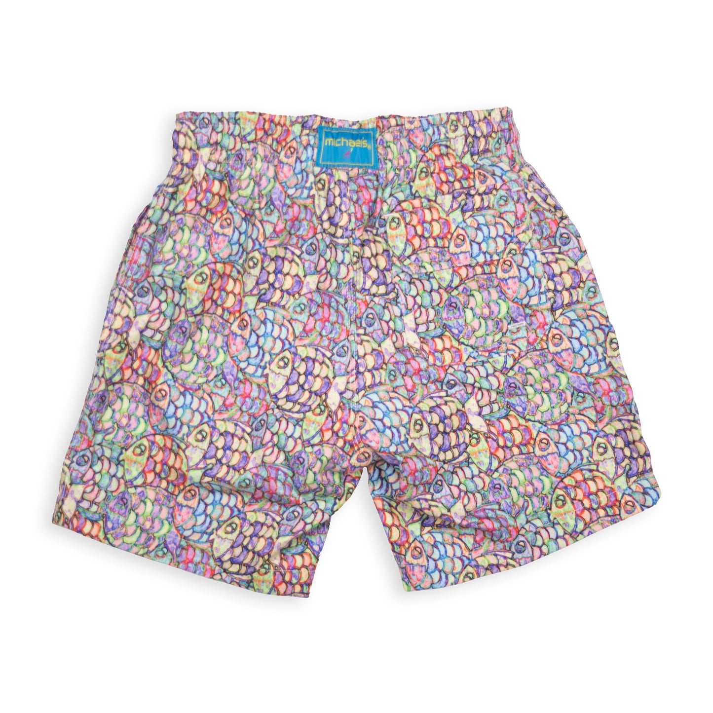 Kid's Abstract Fish Mesh Swim Trunk - Multicolored