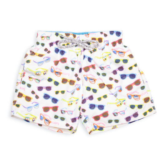 Kid's Sunglasses Swim Trunk With Cyclist Liner  White