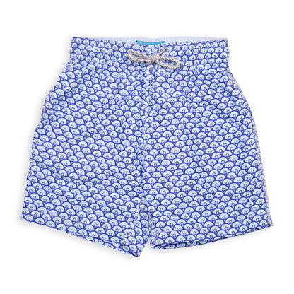 Kid's Half Moons Mesh Swim Trunk - Navy/White