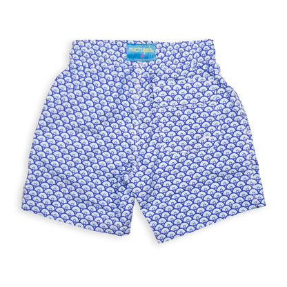 Kid's Half Moons Mesh Swim Trunk - Navy/White