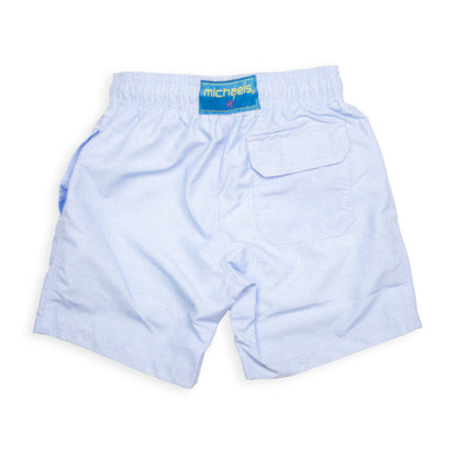 Kid's Linen Printed Solid Mesh Swim Trunk - Sky