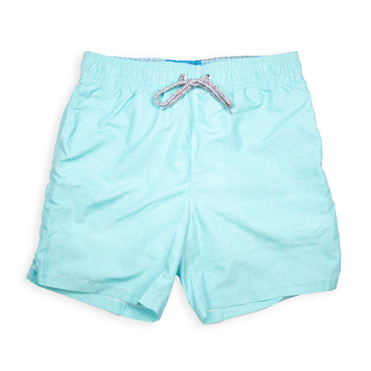 Men's Mesh Liner Swim Trunks - Solid Linen Aqua