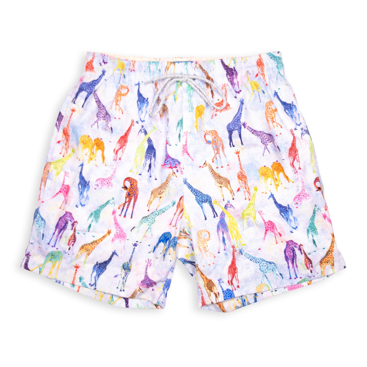 Kid's Giraffes Mesh Swim Trunk - Light Blue