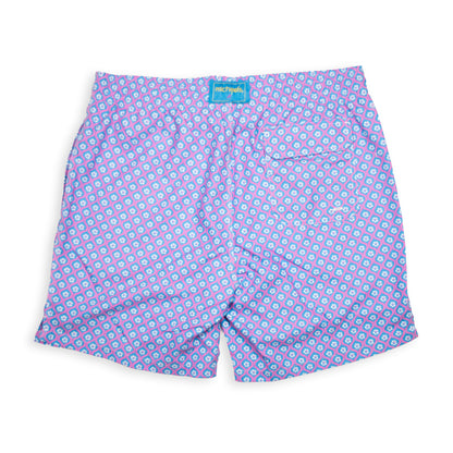 Men's Cyclist Liner Swim Trunks - Geo Turquoise/Coral