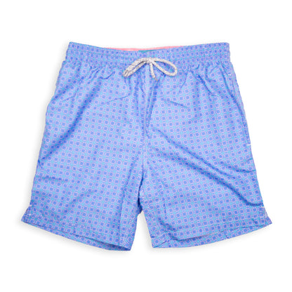 Men's Cyclist Liner Swim Trunks - Medallion Coral