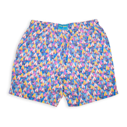 Men's Mesh Liner Swim Trunks - Aqua Sailing Away