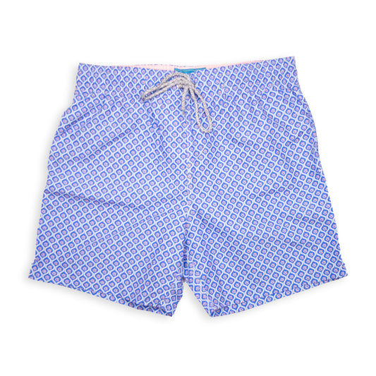 Men's Mesh Liner Swim Trunks - Geo Blue/Pink