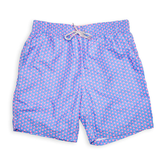 Men's Cyclist Liner Swim Trunks - Blue/Pink Cupcake