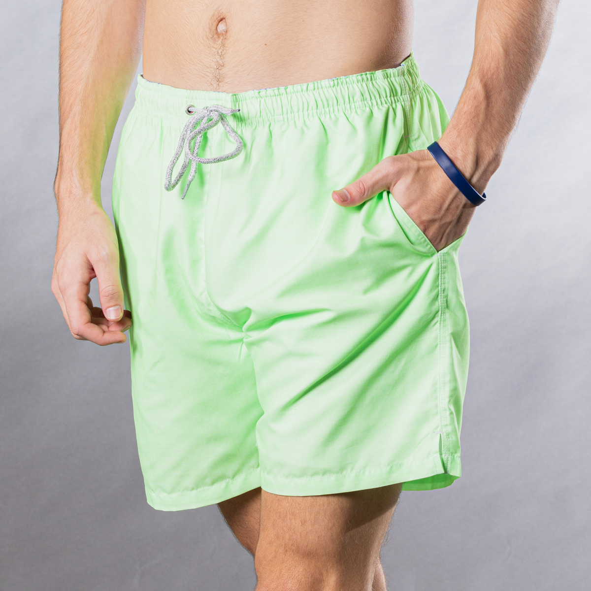 Men's Mesh Liner Swim Trunks - Solid Linen Green