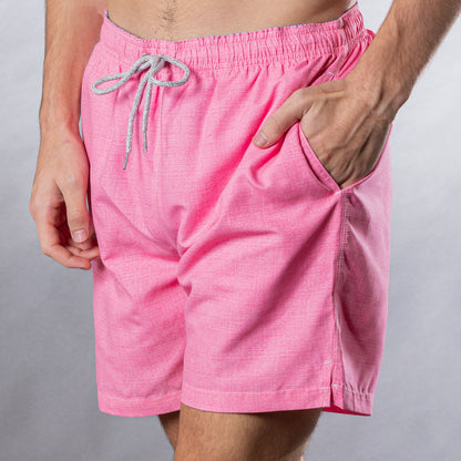 Men's Mesh Liner Swim Trunks - Solid Linen Coral