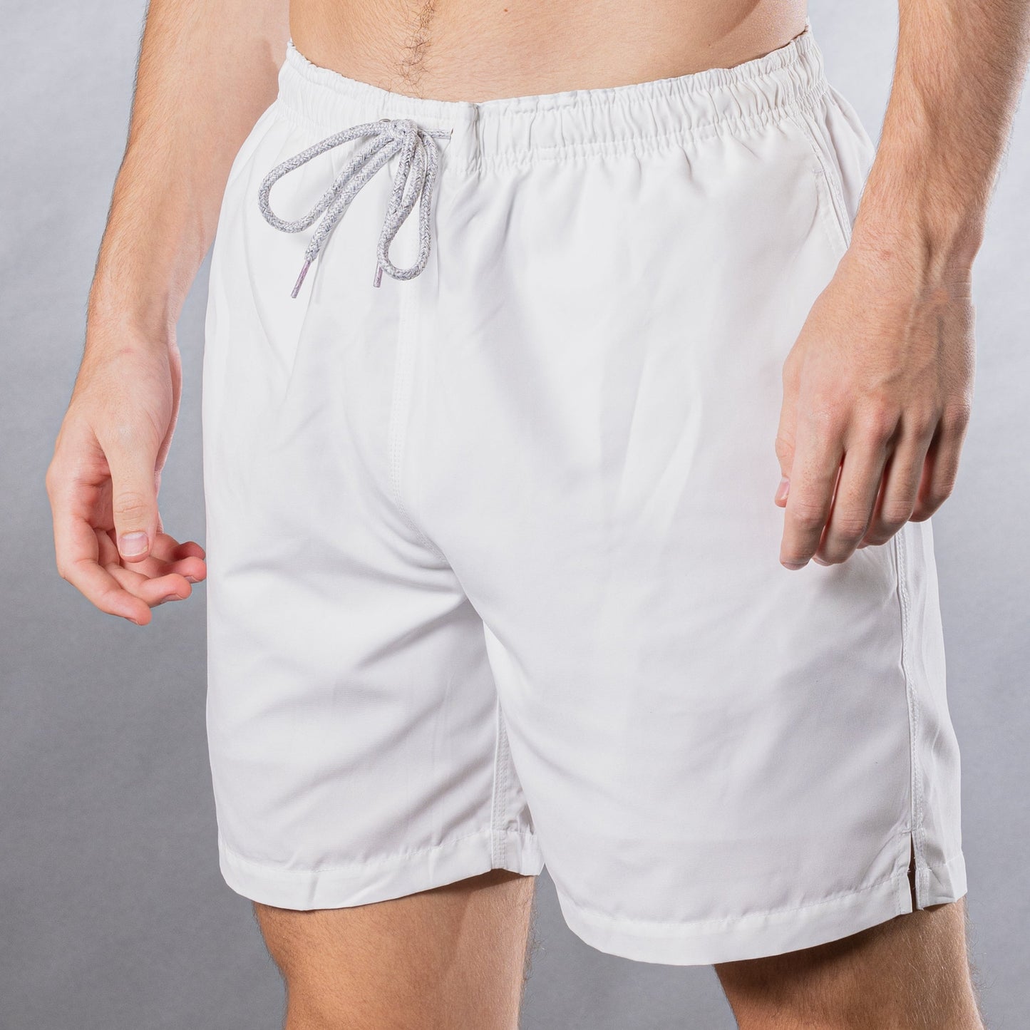 Men's Cyclist Liner Swim Trunks - Solid Linen White