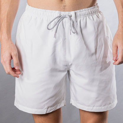 Men's Cyclist Liner Swim Trunks - Solid Linen White