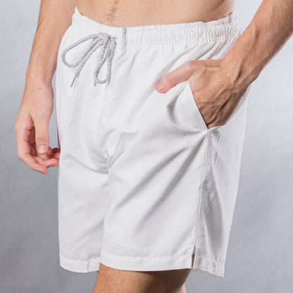 Men's Mesh Liner Swim Trunks - Solid Linen White