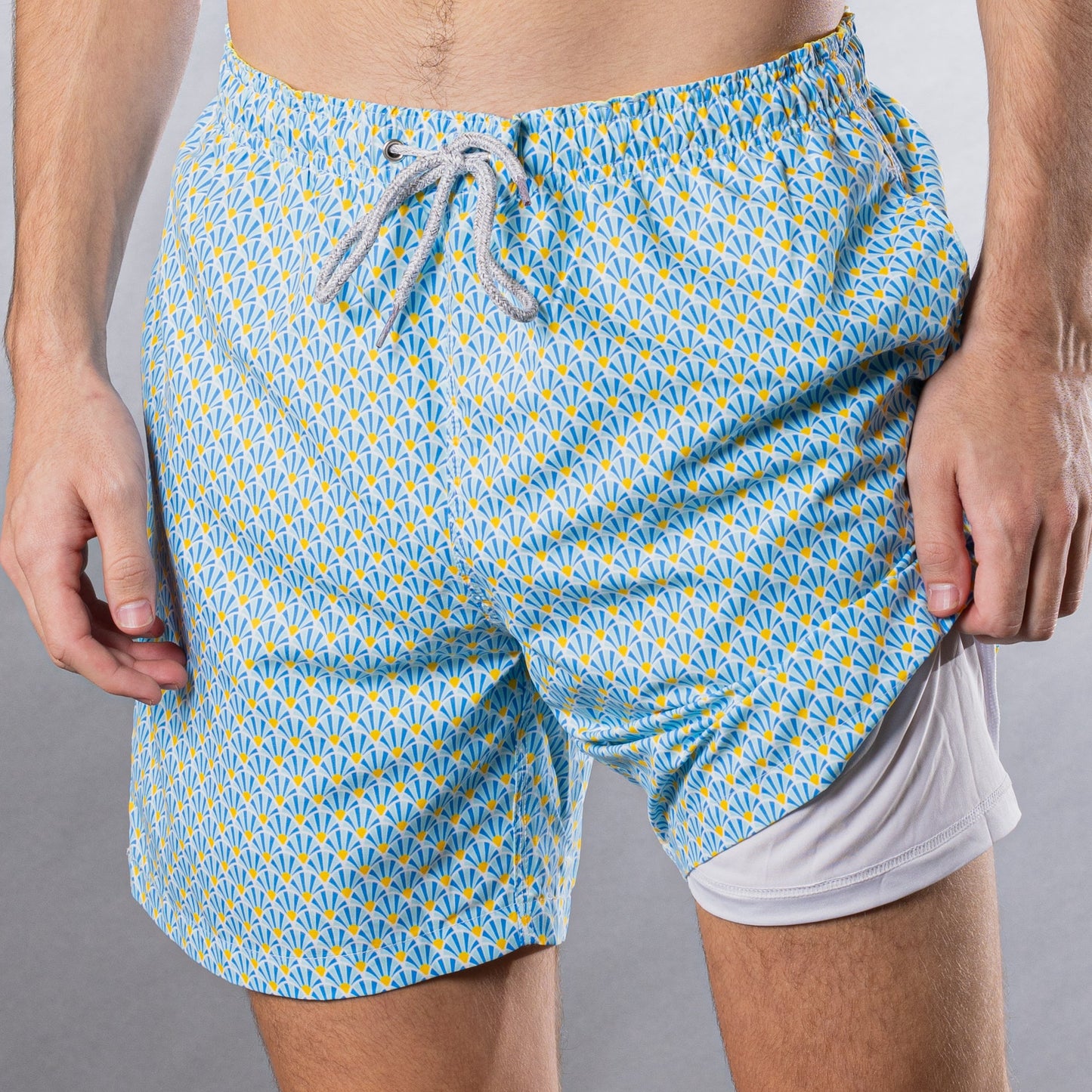 Men's Cyclist Liner Swim Trunks - Fans Royal/Yellow