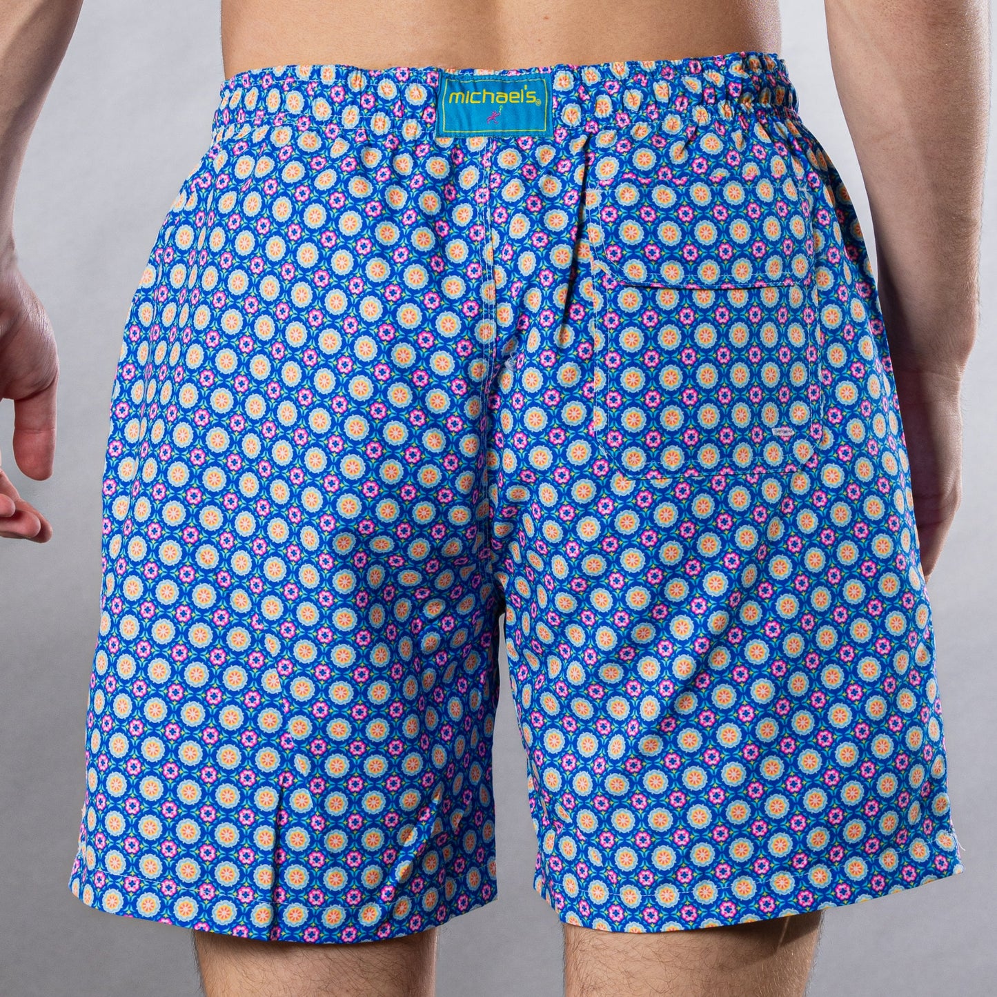 Men's Mesh Liner Swim Trunks - Medallion Navy Blue