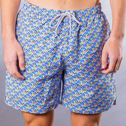 Men's Cyclist Liner Swim Trunks - Spinning Tops Lavender