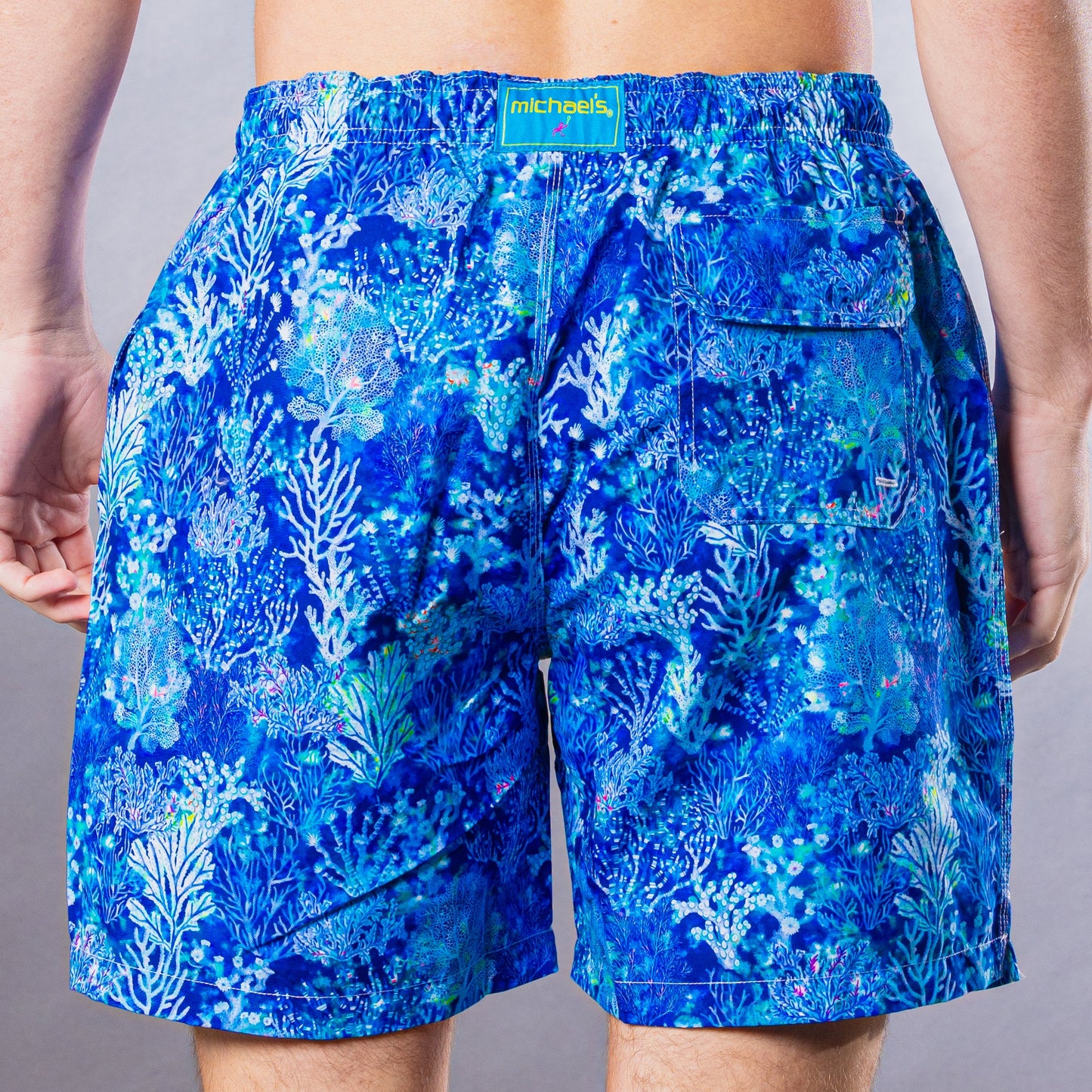 Men's Cyclist Liner Swim Trunks - Coral Navy Blue