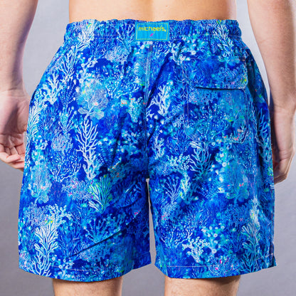 Men's Cyclist Liner Swim Trunks - Coral Navy Blue