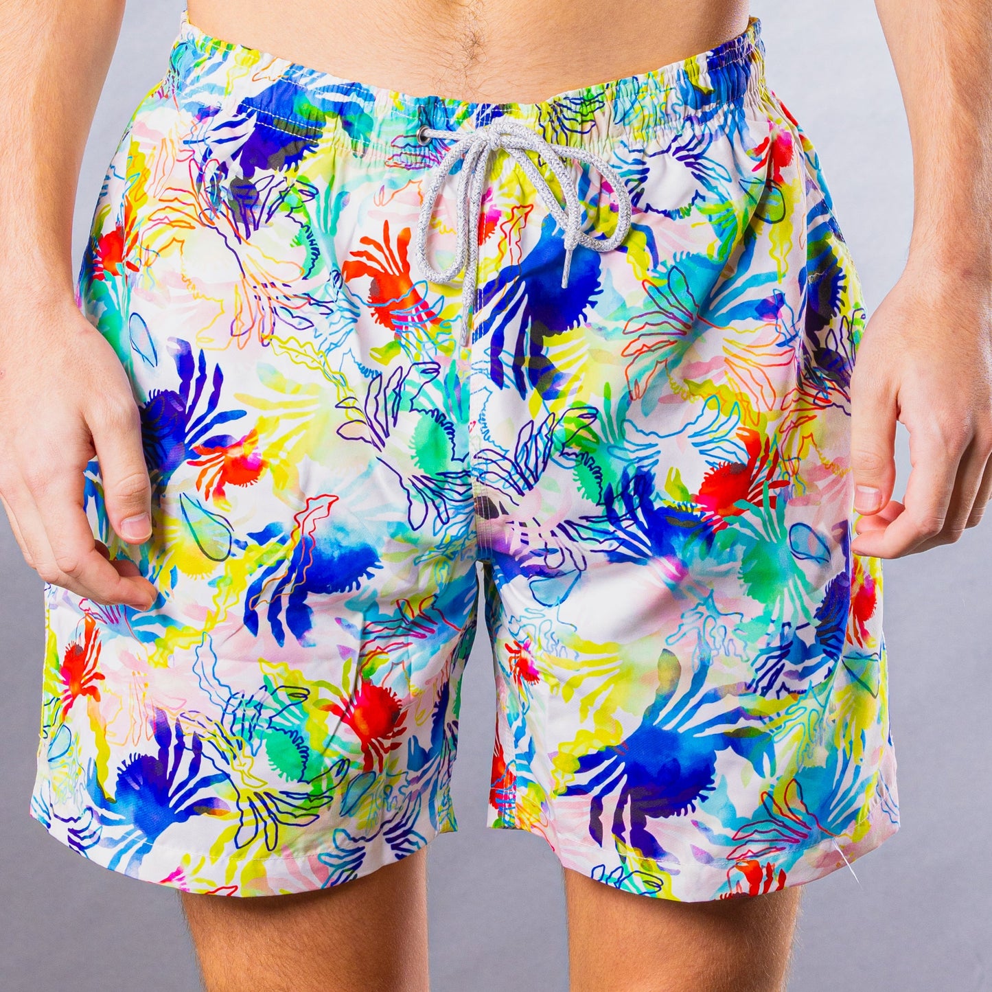 Men's Mesh Liner Swim Trunks - Crabs White