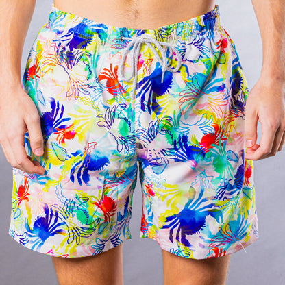 Men's Mesh Liner Swim Trunks - Crabs White