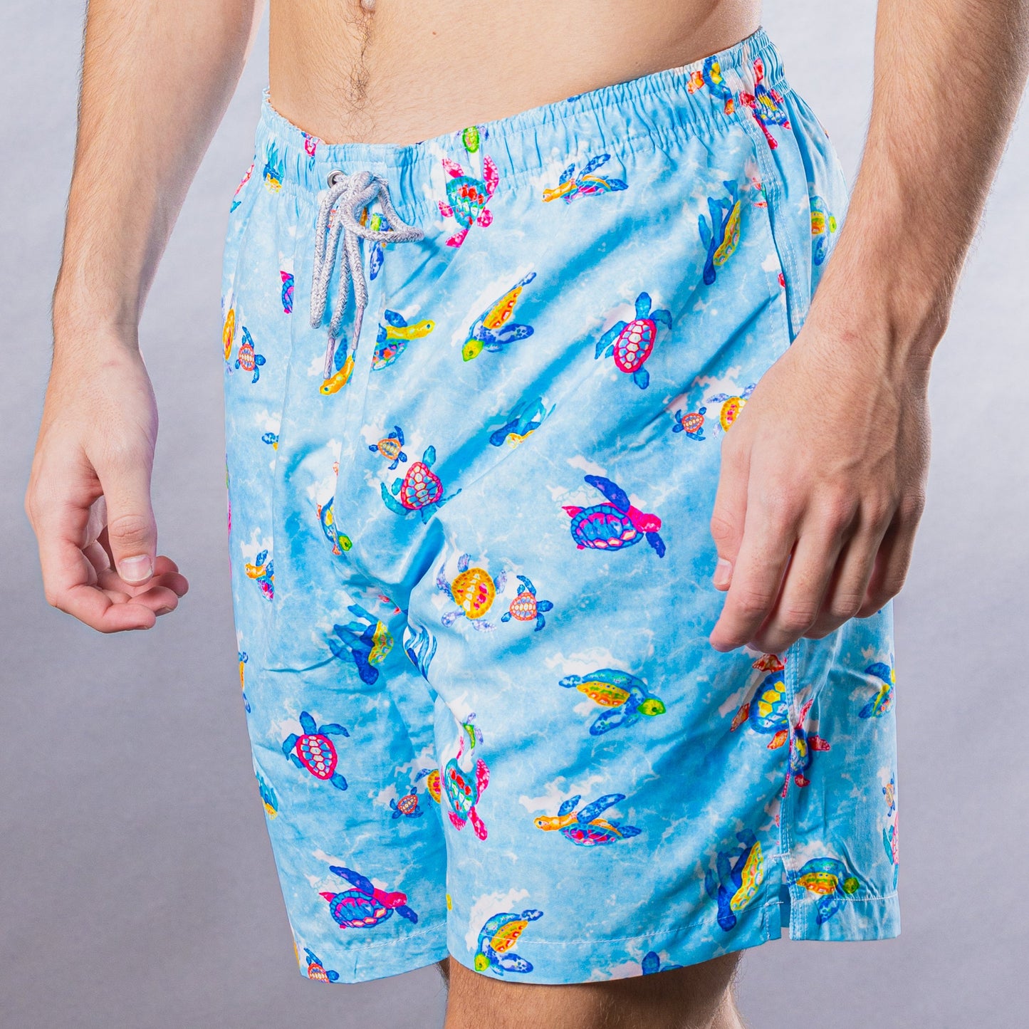 Men's Mesh Liner Swim Trunks - New Turtles Light Blue