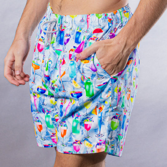 Men's Mesh Liner Swim Trunks - Tropical Treats Multicolored