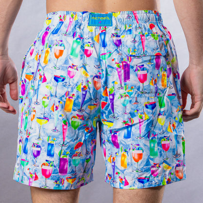 Men's Cyclist Liner Swim Trunks - Tropical Treats Multicolored